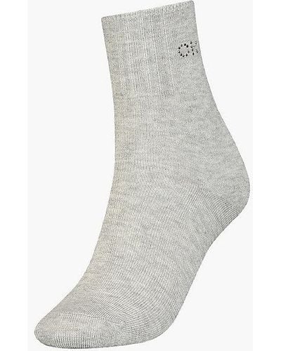 Calvin Klein Crystal Logo Crew Socks - - Grey - Women - One Size - Gris