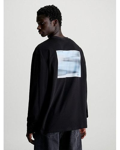 Calvin Klein Grafisch T-shirt Met Lange Mouwen - Zwart