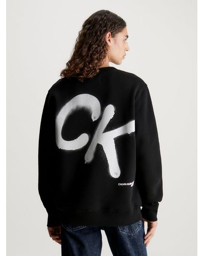Calvin Klein Sweat-shirt avec logo imprimé éclaboussures - Noir