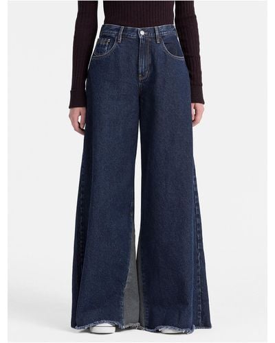 Calvin Klein Extreme Wide Leg High Rise Jeans - Blue