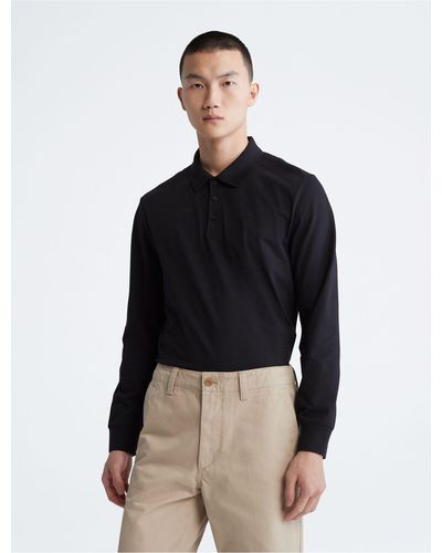Calvin Klein Smooth Cotton Solid Polo Shirt - Blue