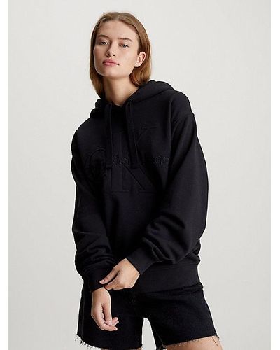 Calvin Klein Oversized Monogram Hoodie - Zwart