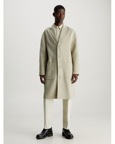Calvin Klein Soft Double Face Wool Coat - Natural