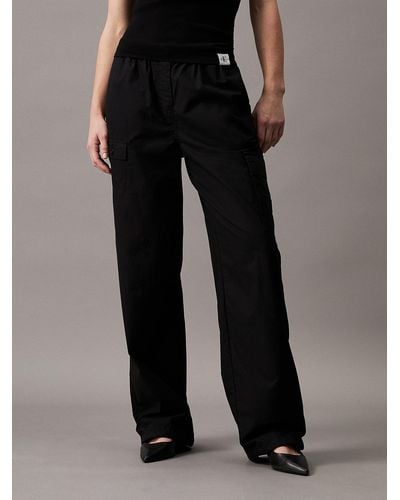 Calvin Klein Cotton Straight Cargo Trousers - Black