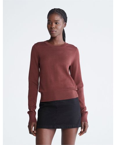 Calvin Klein Smooth Cotton Sweater - Red