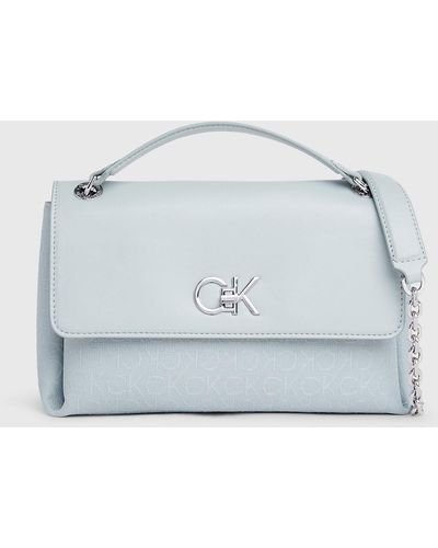Calvin Klein Convertible Logo Jacquard Shoulder Bag - Blue