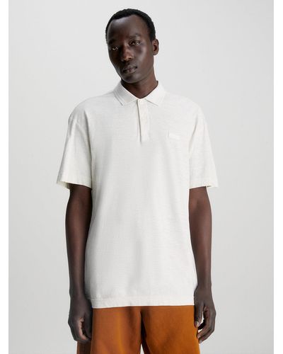 Calvin Klein Polo en lin mélangé - Blanc