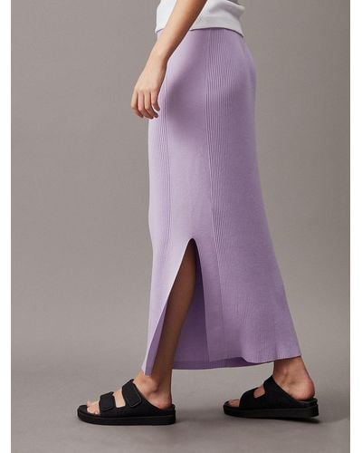 Calvin Klein Soft Ribbed Lyocell Maxi Skirt - Purple