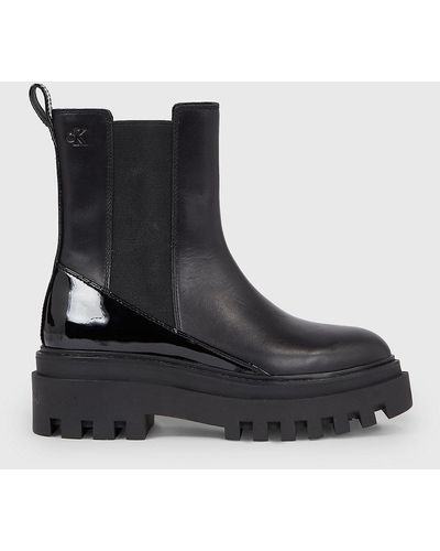 Calvin Klein Bottes Chunky en cuir - Noir