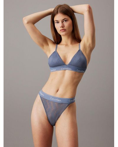 Calvin Klein Lace Moulded Triangle Bra - Blue
