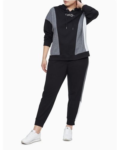 Calvin Klein Plus Size Performance Colorblock Skinny Fit Sweatpants - Black