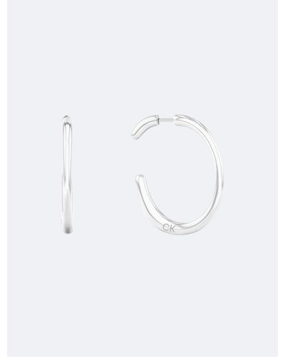 Calvin Klein Stainless Steel Mini Hoop Earrings - White