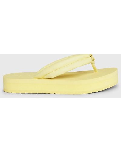 Calvin Klein Platform Flip Flops - Yellow