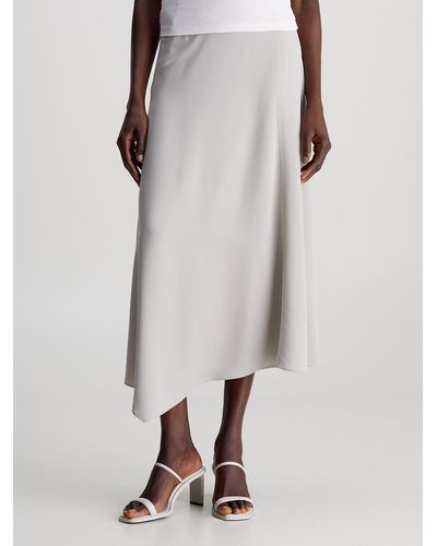 Calvin Klein Crepe Asymmetric Skirt - Grey