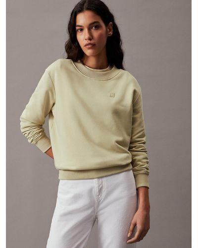 Calvin Klein Cotton Terry Badge Sweatshirt - Natural