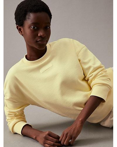 Calvin Klein Relaxed Sweatshirt Van Badstofkatoen - Geel