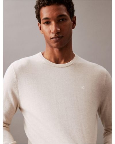 Calvin Klein Extra Fine Merino Sweater - Natural