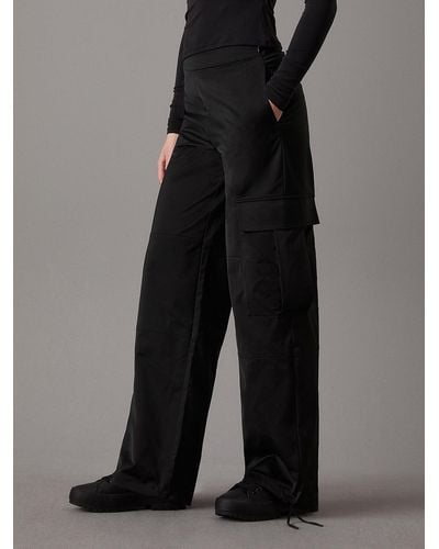 Calvin Klein Satin Utility Cargo Trousers - Black