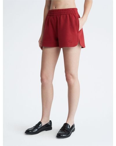 Calvin Klein Archive Logo Fleece Shorts - Red