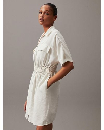 Calvin Klein Soft Twill Zip-through Dress - Grey