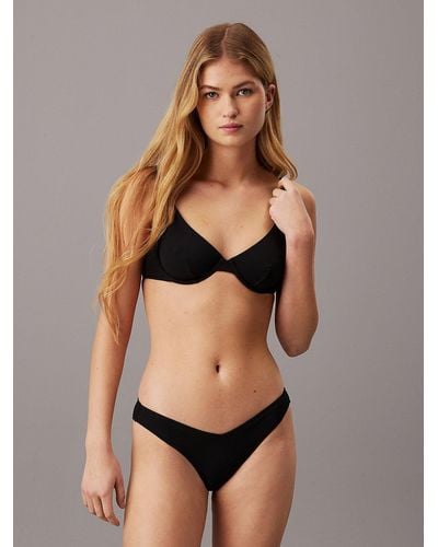 Calvin Klein Brazilian Bikini Bottoms - Ck Monogram Texture - Black