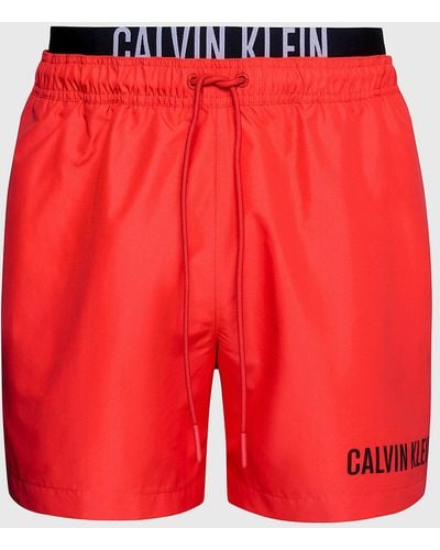Calvin Klein Double Waistband Swim Shorts - Intense Power - Red