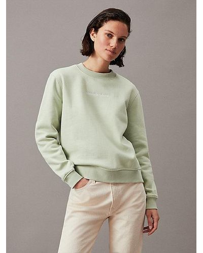 Calvin Klein Fleece-Sweatshirt aus Baumwoll-Mix - Grün