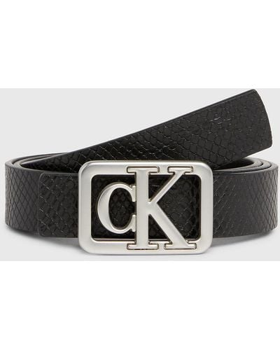 Calvin Klein Reversible Snakeskin Belt - White