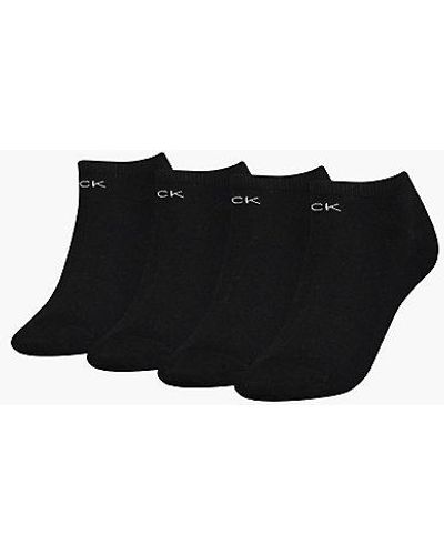 Calvin Klein 4 Pack Ankle Socks - - Black - Women - One Size - Zwart