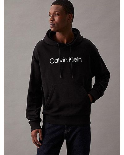 Calvin Klein Hoodie Van Badstofkatoen Met Logo - Zwart