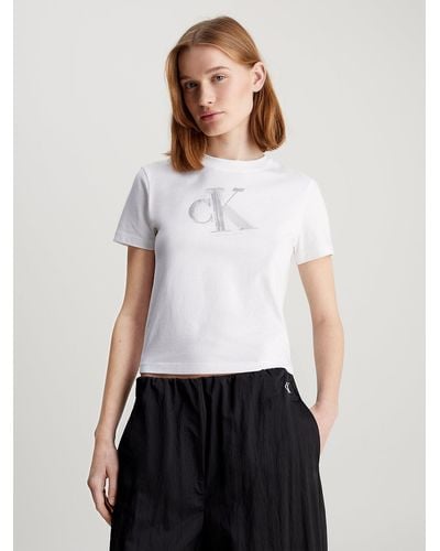 Calvin Klein Cropped Monogram T-shirt - White