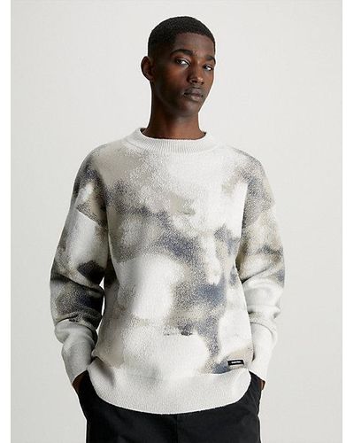 Calvin Klein Jacquard-Pullover aus Wollgemisch - Natur