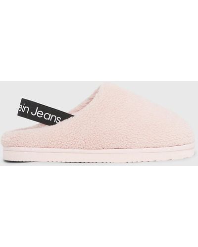 Calvin Klein Faux Shearling Slippers - Pink