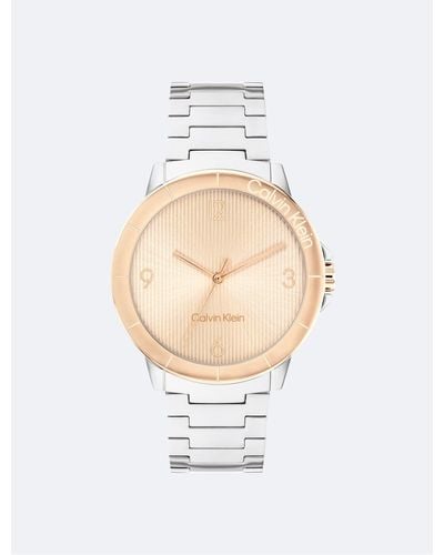 Calvin Klein Linear Dial Link Bracelet Watch - White