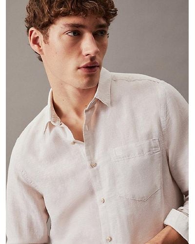 Calvin Klein Camisa de lino y algodón - Neutro