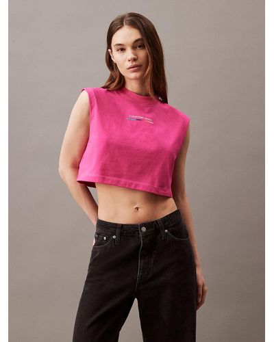 Calvin Klein Sleeveless Monogram T-shirt - Pride - Pink