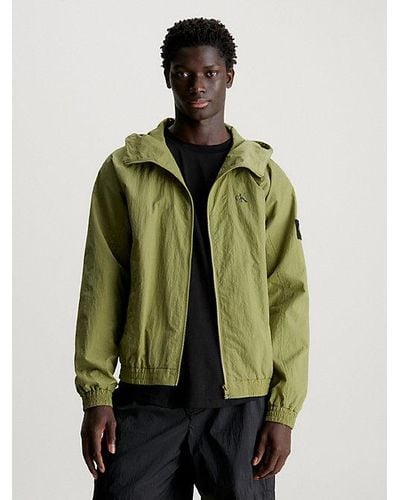 Calvin Klein Chaqueta de nailon estructurado con capucha - Verde