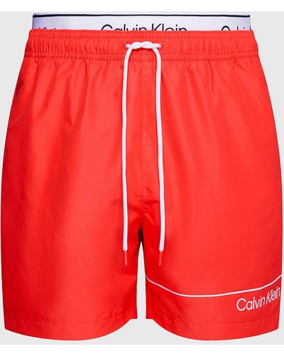 Calvin Klein Short de bain court avec double ceinture - Rouge