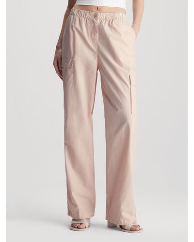 Calvin Klein Cotton Straight Cargo Trousers - Pink