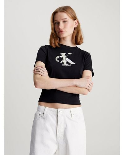 Calvin Klein T-shirt court avec monogramme - Multicolore