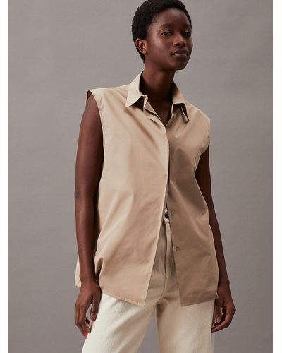 Calvin Klein Archive Inspired Sleeveless Shirt - Brown
