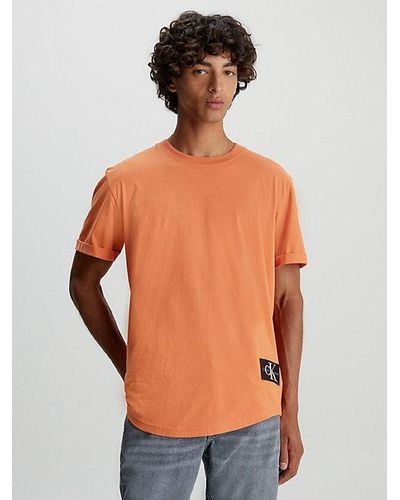 Calvin Klein Katoenen T-shirt Met Embleem - Oranje