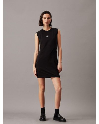 Calvin Klein Relaxed Sleeveless T-shirt Dress - Black