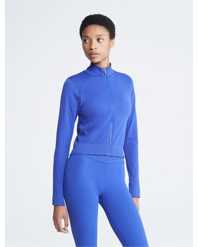 Calvin Klein Performance Seamless Mock Neck Jacket - Blue