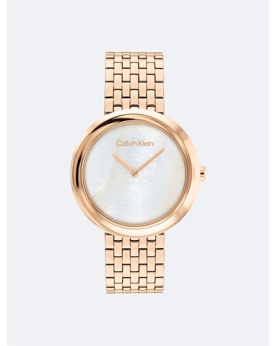 Calvin Klein Pearl Dial Bracelet Watch - Metallic