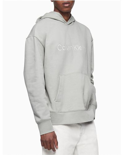 Calvin Klein Relaxed Fit Standard Logo Hoodie - Gray