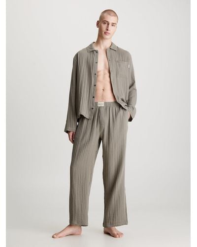 Calvin Klein Trousers Pyjama Set - Pure Textured - Natural