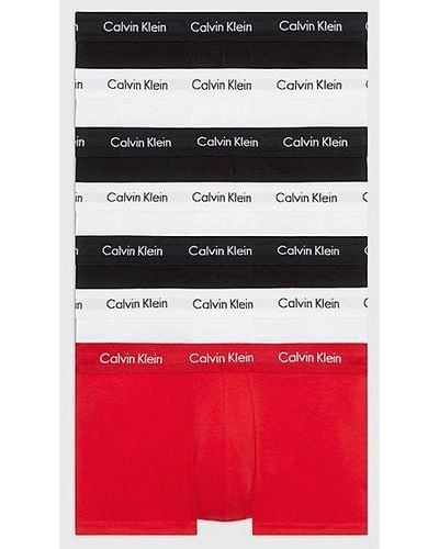 Calvin Klein 7-pack Lage Boxer - Katoenstretch - Rood