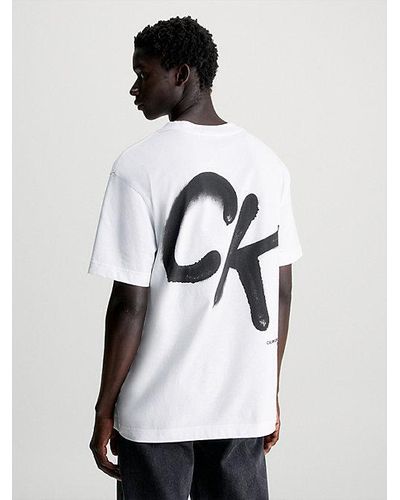 Calvin Klein Relaxed T-shirt Met Sprayprint - Wit