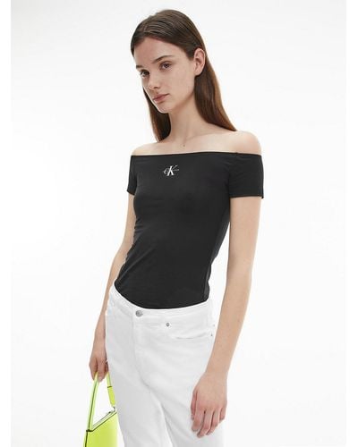 Calvin Klein Organic Cotton Off-shoulder Top - Black